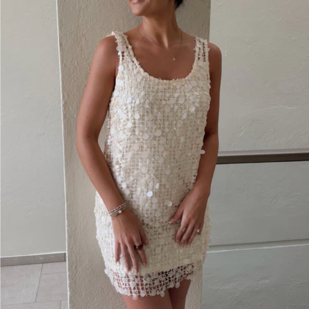 White Sequin Mini Dress